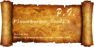 Pissenberger Izsák névjegykártya